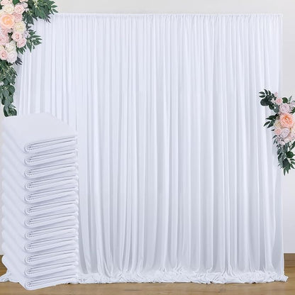 60 ft x 10 ft Wrinkle Free White Backdrop Curtain by Outpain