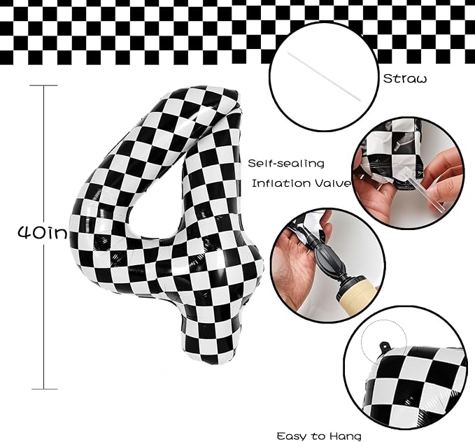 40 Inch Checkered Number Balloon - Image 2