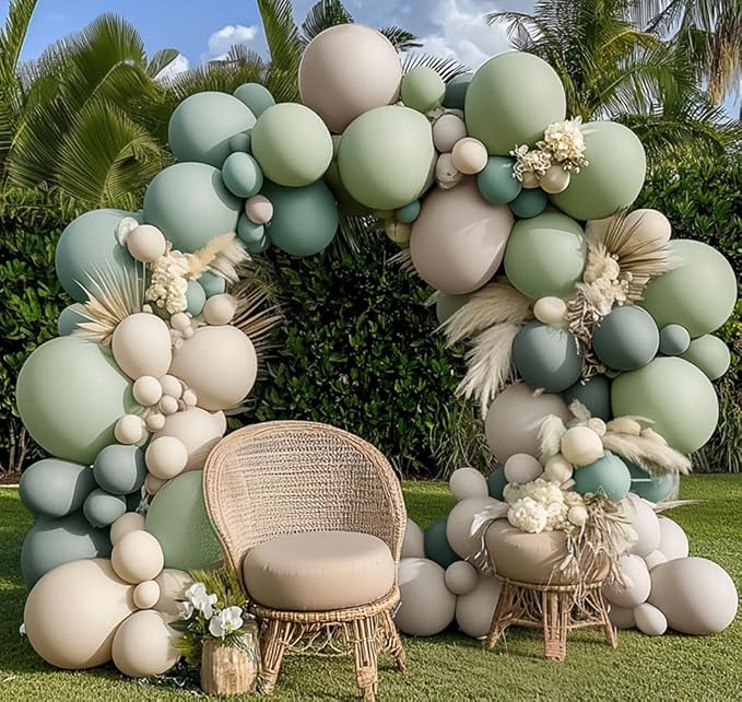 Dusty Green White Sand Balloon Garland - Image 6