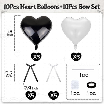 Black White Heart Balloons - Image 2