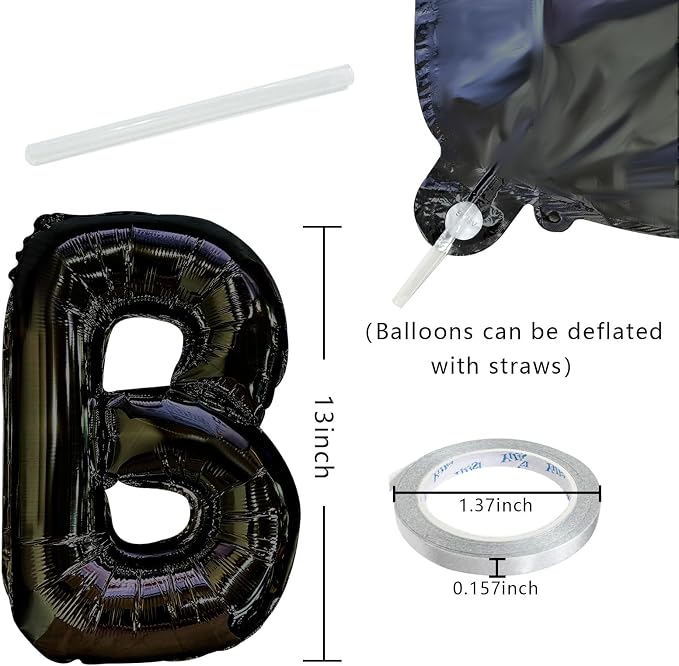 Black Happy Birthday Balloon Banner Set -16 Inch Foil Letters Balloons - Image 2