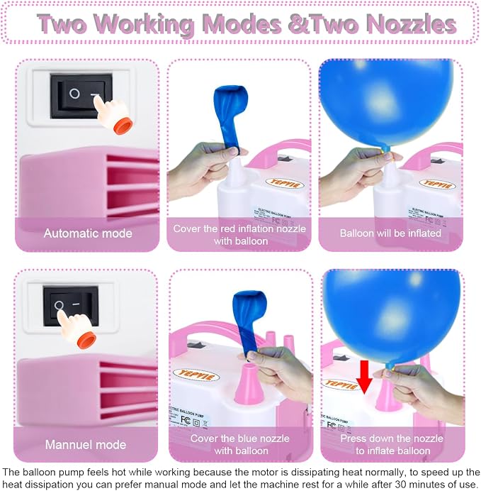 Electric Balloon Pump, Portable 2 Modes Balloon Blower Machine - Image 3