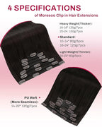 Moresoo Clip in Hair Extensions Real Human Hair Dark Brown Hair Extensions Clip ins Remy Human Hair Dark Brown Full Head for Women Straight 120g/7pcs 16 inch