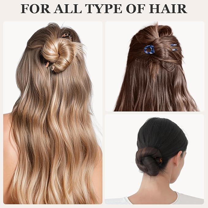 Sunolga 3pcs Prestige French Hair Pins for Women, 4.38" Large, Serrated Anti-Slip Design, Curved Shape for Better Head Fit, Coquette Elegant Hair Accessories for Updos, Chignon, Bun Hairstyles