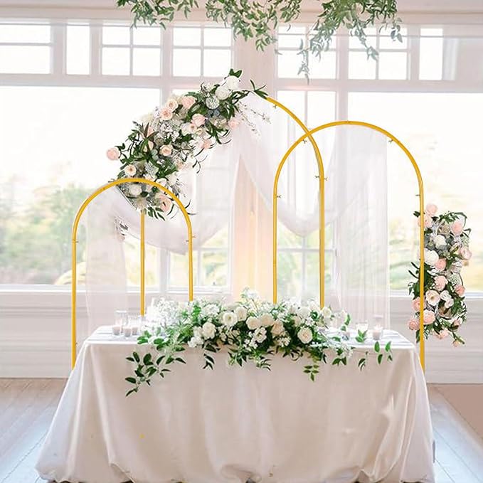 Vincidern Metal Wedding Arch Backdrop Stand Set of 3, Party Arch Stand - Image 8
