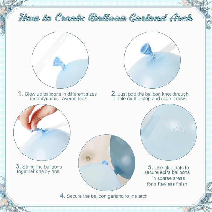 Dusty Blue Balloon Arch Kit for Baby Shower Birthday Party Decorations | 124Pcs - Image 7