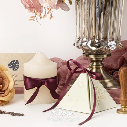 Ribbli Burgundy Satin Ribbon, Double Faced Satin 1/4 inch x Continuous 50 Yards - Image 3