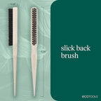 EcoTools Slick Back Hairbrush, Small Brush For The Perfect Ponytail Or Bun, Tease, Smooth, & Style Hair, Tame Frizz & Flyaways, Renewable Bamboo Handle & Vegan Boar Bristles, Cruelty-Free, 1 Count