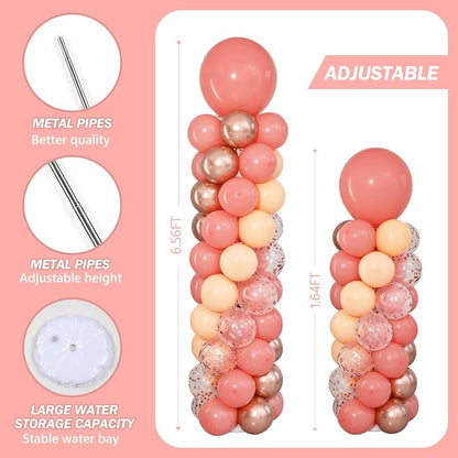Dusty Pink Rose Gold Balloon Column Stand Kit of 2, Balloon Tower | 102Pcs - Image 4