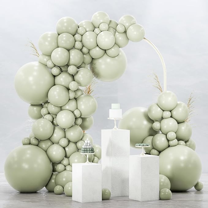 PartyWoo Sage Green Balloons 120pcs Dusty Boho Green Color 18 12 10 5 Inch | 18 by PartyWoo