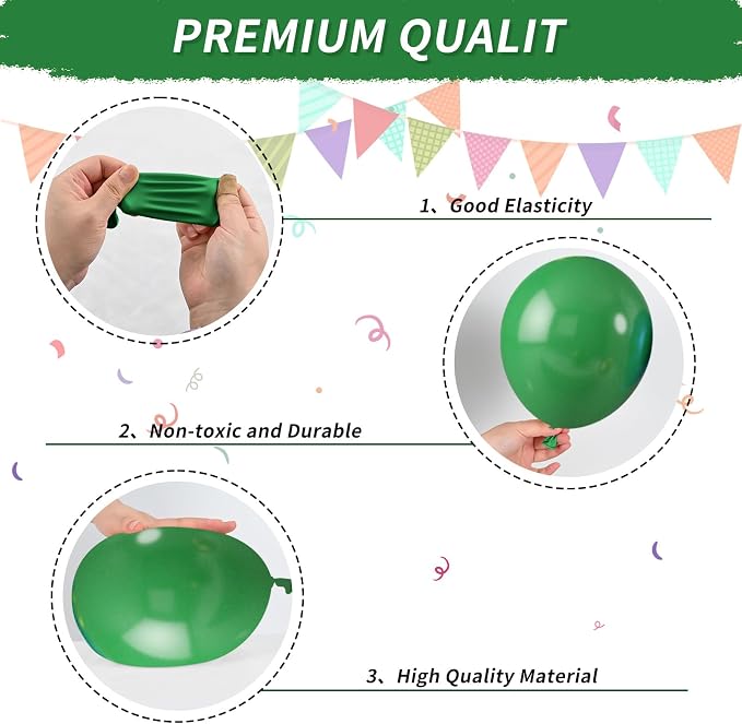 Blue and Green Balloons, Dark Green Metallic Balloons and Royal Blue Balloon - Image 3
