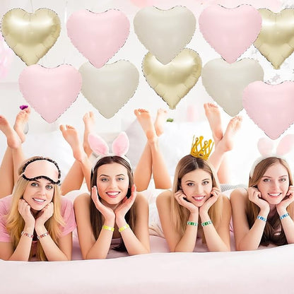 Pink White Gold Heart Balloons - Image 6