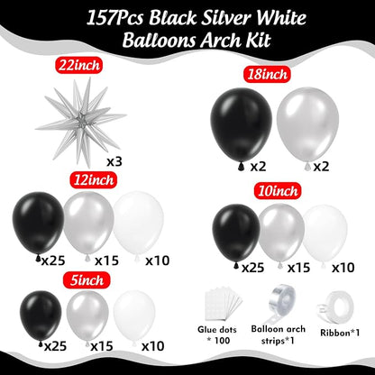 Black and Silver Balloons Arch Kit - Image 2