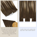 Full Shine Injection Tape in Hair Extensions 5Pcs 20 Inch Seamless Skin Weft Tape in Extensions Color 4 Brown Fading to 27 Blonde And 4 Brown Virgin Hair Extensions Real Remy Human Hair 12.5 Gram