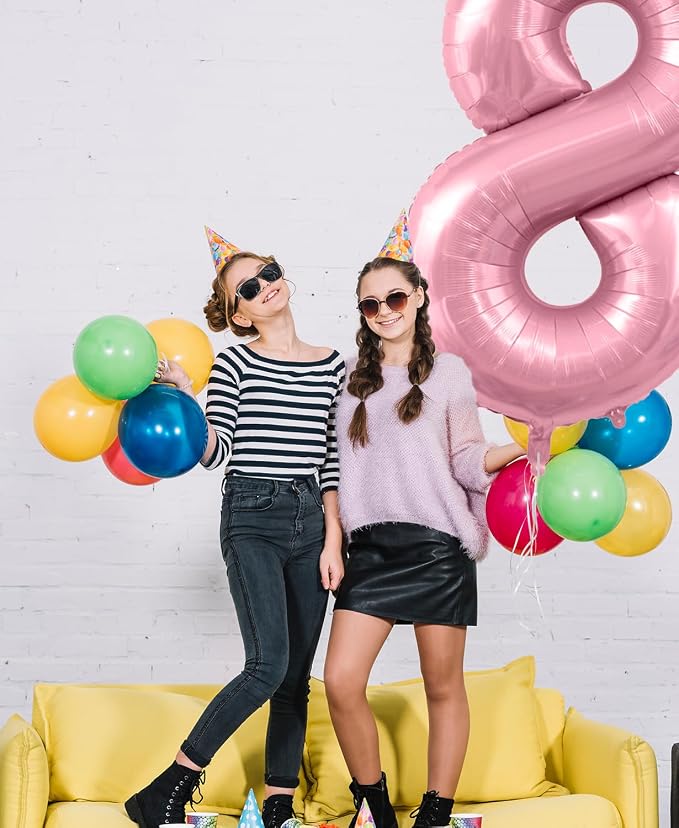 Pastel Pink 7 Balloons, 40 Inch Large Light Pink Foil Number Balloons 0-10 - Image 5