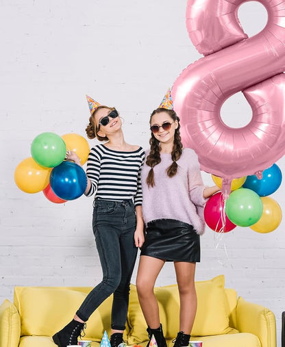 Pastel Pink 7 Balloons, 40 Inch Large Light Pink Foil Number Balloons 0-10 - Image 5