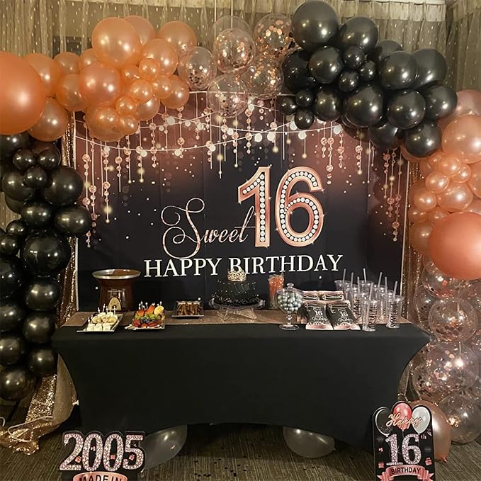Metallic Rose Gold & Black Pearl Balloons - Image 6
