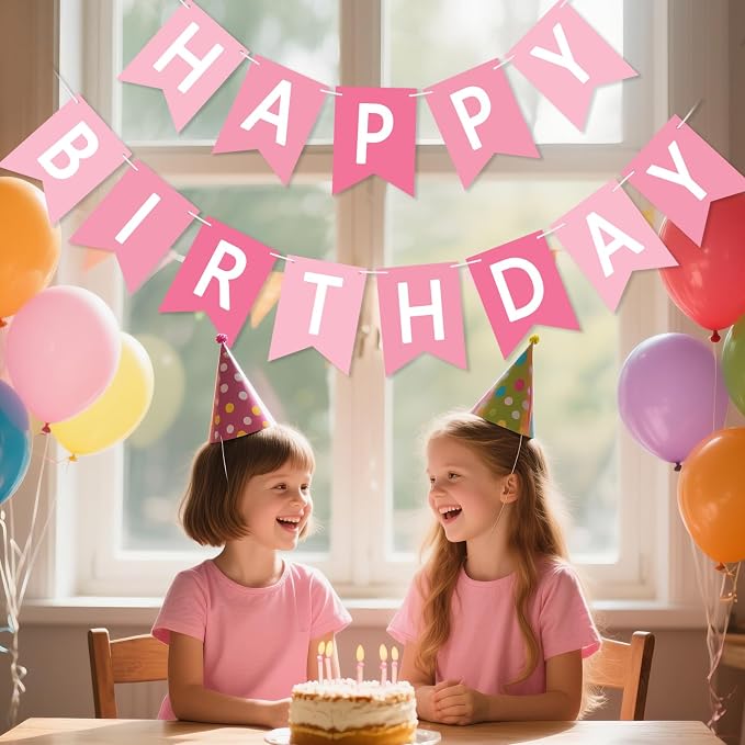 Happy Birthday Banner Sign, Birthday Garland Wall Door Hanging Banners Flag - Image 6