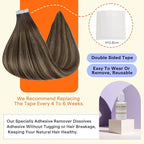 Full Shine Tape in Hair Extensions Real Human Hair 18 Inch Tape Ins Human Hair Extensions Balayage Color 4 Fading to 24 Caramel Blonde and 4 Medium Brown 50 Grams Extensions for Women Real Hair 20 PCS