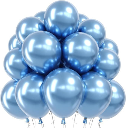 Jobkoo Metallic Blue Balloons, 12 Inch Chrome Light Baby Blue Latex Balloon | by Jobkoo