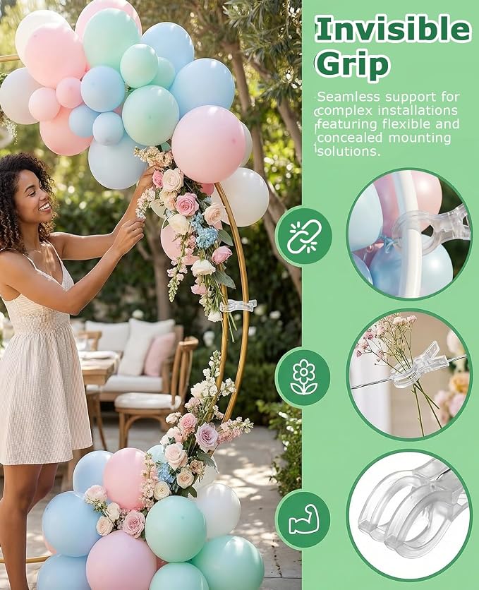 30PCS Large Balloon Arch Clips, 3.5 Inch Clear Heavy Duty Plastic Clip Spring - Image 2