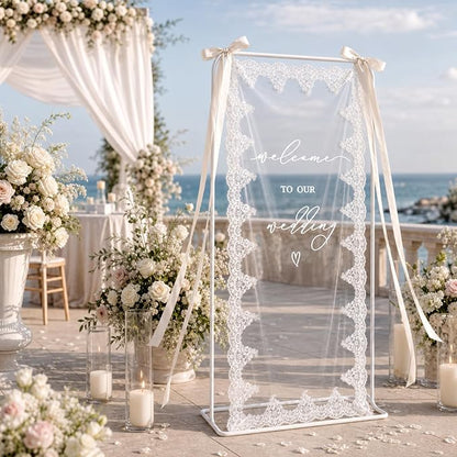 180x70cm Large Wedding Welcome Sheer Tulle Banner Sign - Image 2