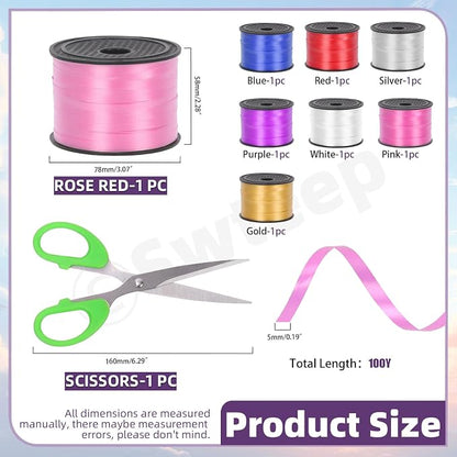 Swpeet 9Pcs 1/5"" Wide x 100 Yards Curling Ribbon - Image 2