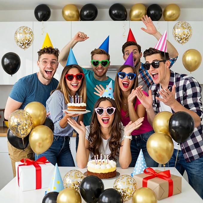 Black and Gold Balloons, 12 Inch Gold Balloons - Image 4