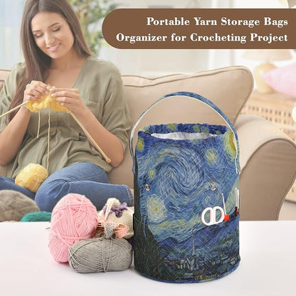 Yarn Bag Crochet Bag Drawstring Yarn Storage Organizer Small Knitting Project - Image 4