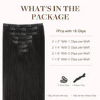 GOO GOO Clip in Hair Extensions Real Human Hair, Remy Human Hair Extensions Clip ins for Women, Natural Human Hair, 16inch 120g 7Pcs, 1B Natural black