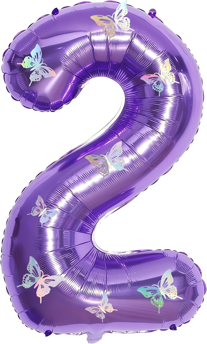 40 Inch Purple Number 2 Balloon by GLASNES