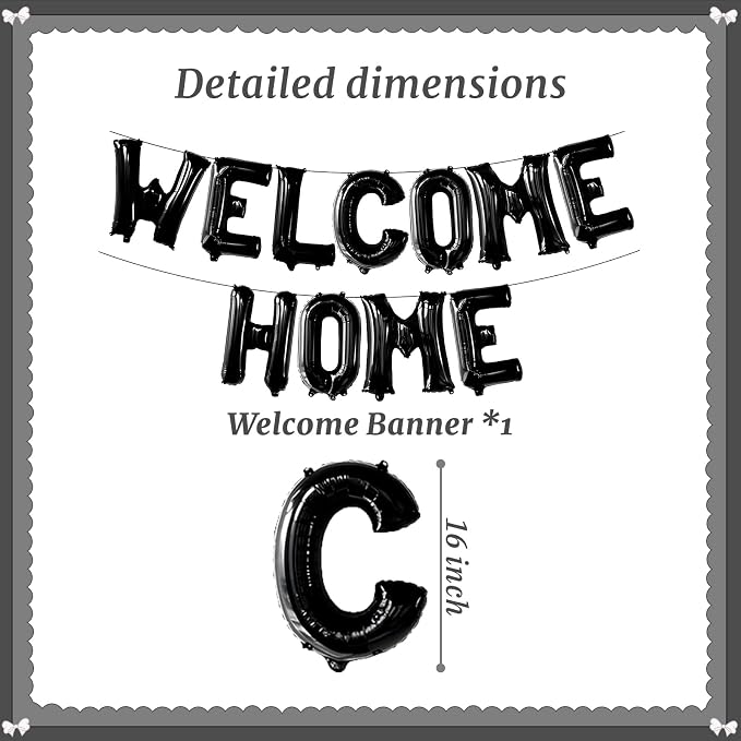 16 Inch Black Welcome Home Balloon Banner Balloon Foil Letter Anniversary - Image 2