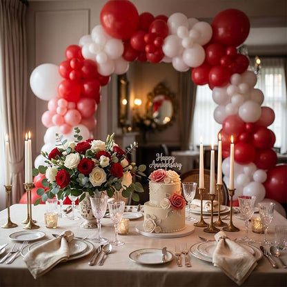 60pcs Red and White Balloon Kit, 12 Inch Christmas Red White Latex Balloons - Image 5