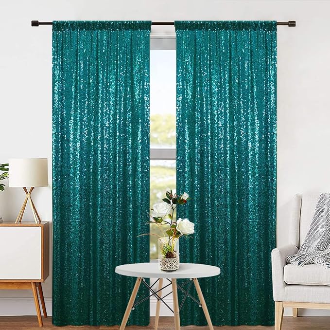 Eternal Beauty Teal 3mm Sequin Backdrop 2x8 Ft 2 Pack Wedding | Dense Sparkle - Image 6