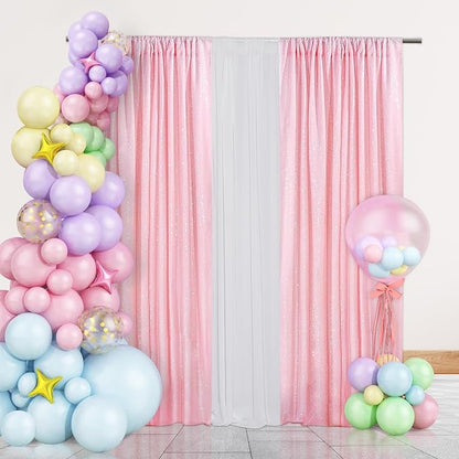 PartyDelight Pink Sequin Backdrop Curtains 2x8ft 2 Panels | Sparkly 3mm sequins - Image 7