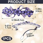 Joez Wonderful Rhinestone Hair Clip Sparkly Crystal Barrettes French Wedding Prom Engagement Pageant First Communion Hair Decorative Accessories for Women Long Hair (Bow Purple, 1 Pcs)