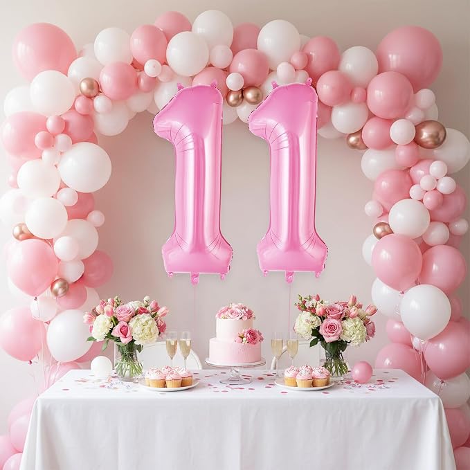 Pink Number 11 Balloons, Big Large Foil Number Balloons, Jumbo Giant Mylar - Image 3