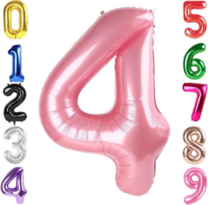 40 Inch Pastel Pink Number 4 Balloon, 4th Birthday Party Decorations | 40 Inch by Hadoife