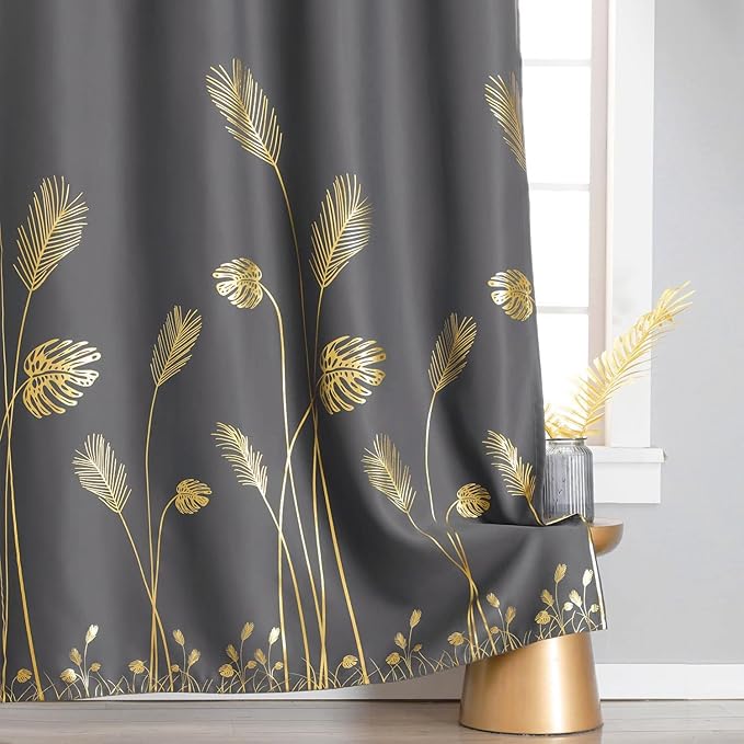Dark Grey and Gold Blackout Curtains - Image 7