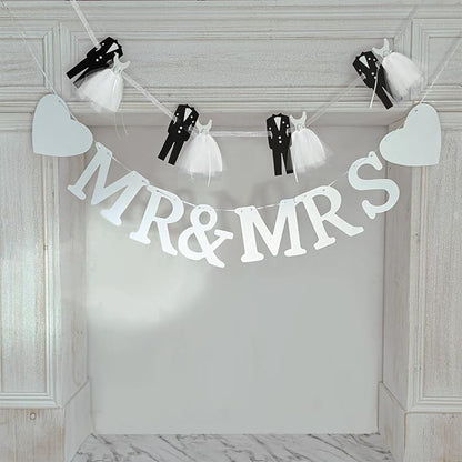 Mr and Mrs Banner for Wedding Reception, 2-Piece Bride and Groom Garland - Image 2