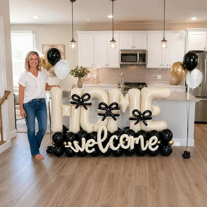 Cream HOME Balloons, 40 Inch Welcome HOME Letter Balloon Beige - Image 3