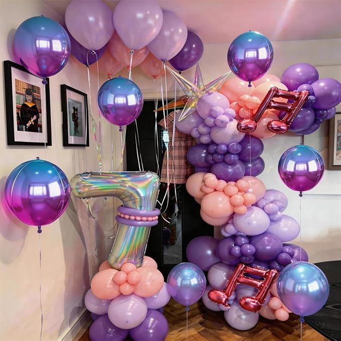 Gradient Purple Round Foil Balloons 9 pcs - Image 5