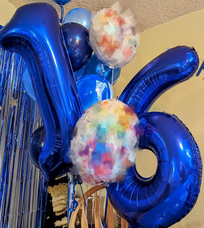 6 Balloon 40 inch Blue Number Balloons - Image 2