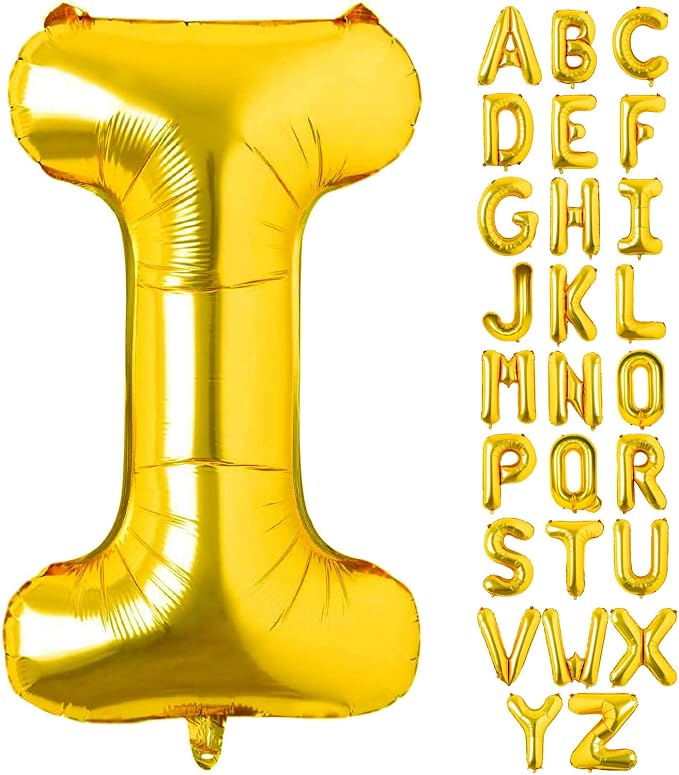 Lovoir 40 Inch Large Gold Letter I Balloons Big Size Jumbo Mylar Foil Helium by Lovoir