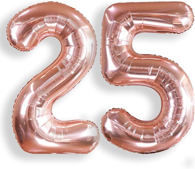 AULE 40 Inch Rose Gold 25 Balloon Number Foil 0-9 Birthday Big Numbers | by AULE