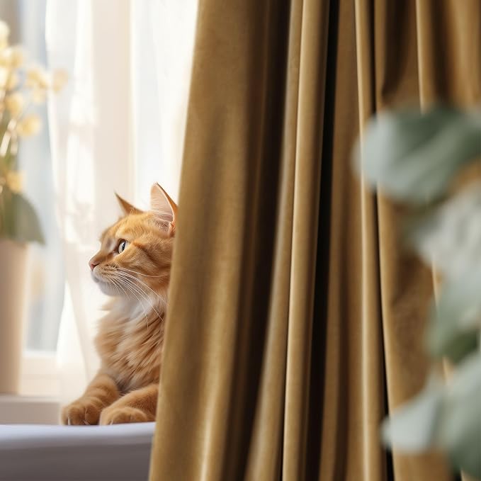 Beauoop Golden Brown Velvet Curtains - Image 3
