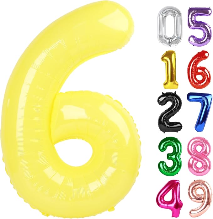 Yellow Number 6 Balloon 40 Inch, 6th Birthday Party Decorations Men Women | by IWERP