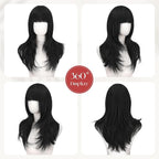 SOFEIYAN Long Straight Layered Wig with Bangs 24 Inch Synthetic Natural Hair Wig Soft Heat Resistant Long Wigs for Women Daily Party Use