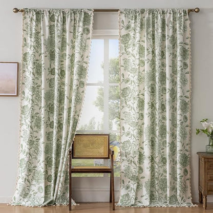 F-CHU Boho Floral Linen Curtains - Image 5