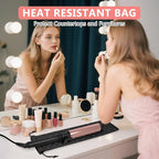 AMIJEAL Heat Resistant Hair Tools Organizer Bag Portable Travel Drawstring Storage Cover Pouch for Hair Straightening Irons, Curling Irons, Flat Irons and Hot Styling Tools(16" x 4.3")